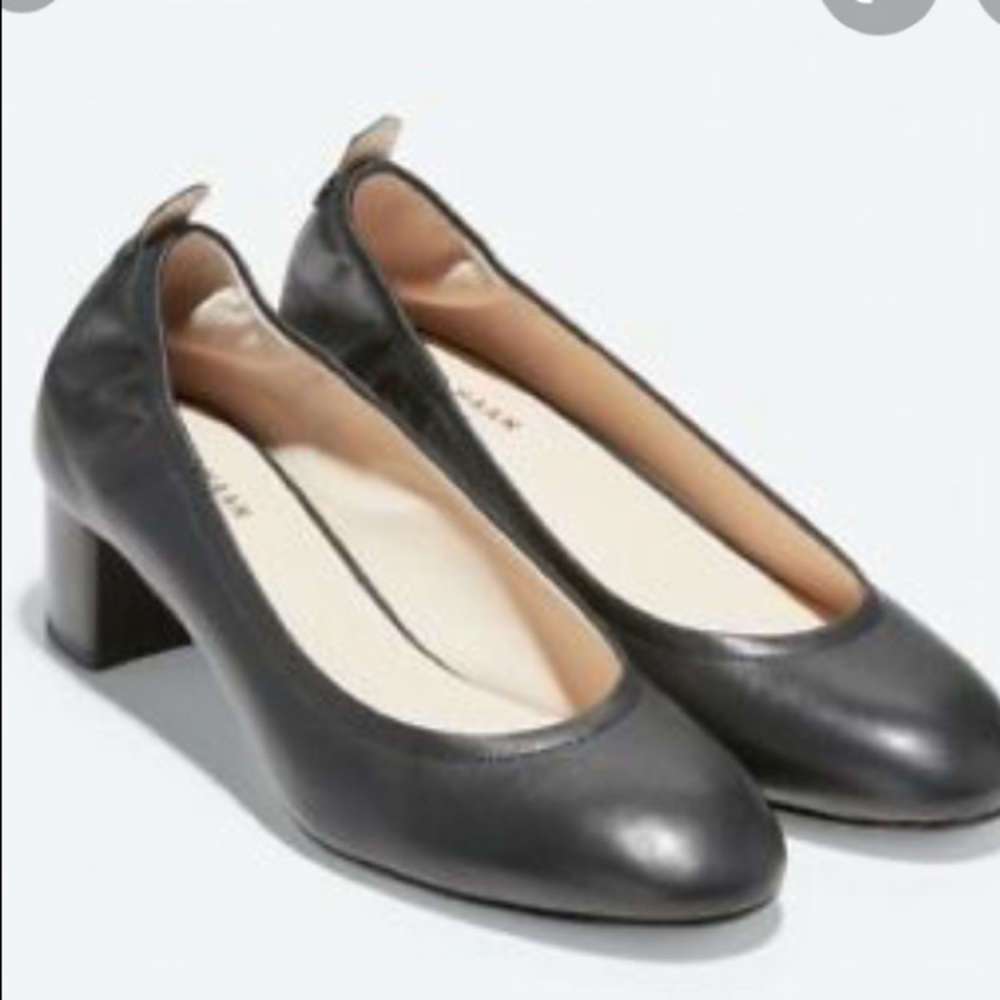 Cole Haan Aviana black leather block heel pump